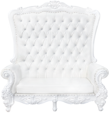 Queen Love Seat Throne - White/White