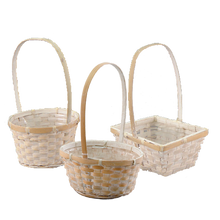 36 Pcs - Bamboo Baskets with Handle Whitewash Assortment (hard liner included)