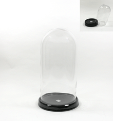 10" x 21" Clear Large Glass Dome With Black Base