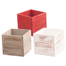 24 Sets - Assorted Gray, Red, White Wooden Planters - 6 Inch