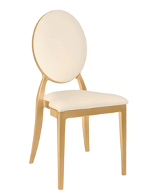 Gold Resin Oz Chair with Ivory Vinyl Seat & Removable Ivory Vinyl Back