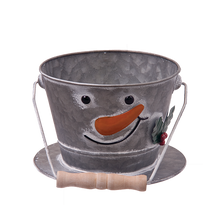 Case of 12 - Snowman Metal Pail with Handle
