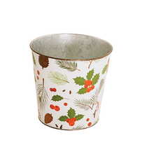 Case of 48 - Hollyberry & Pine Metal Pot Cover 4"