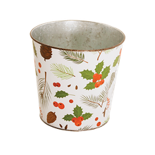 Case of 24 - Hollyberry & Pine Metal Pot Cover 6"