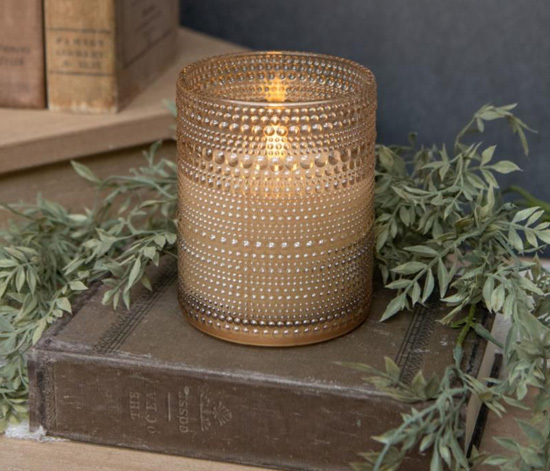 photo of Champagne Dotted Glass Timer Candle