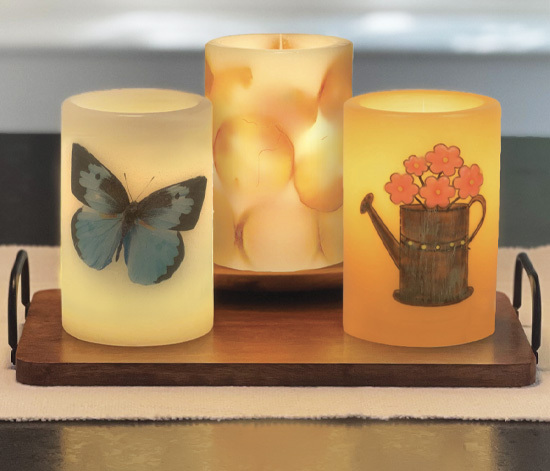 photo of candle sleeves with rechargeable candle sleeve inserts