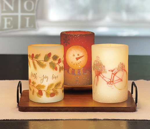 photo of candle sleeves with rechargeable candle sleeve inserts