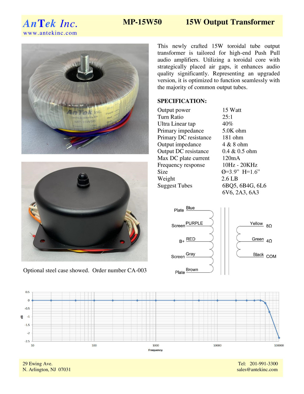MP-15W50 15W Output Transformer - AnTek Products Corp