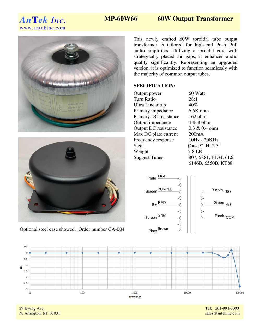 MP-60W66 60W Output Transformer - AnTek Products Corp