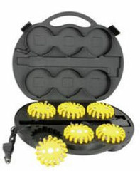 LED Safety Flare. 6 Pack with Rechargeable Case and Charger. Amber