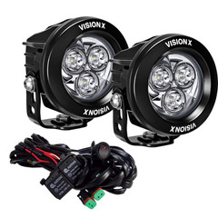 PAIR OF 3.7" 3 LED CANNON GEN 2 LIGHTS INCLUDING HARNESS Vision X CG2-CPM310KIT 9912158