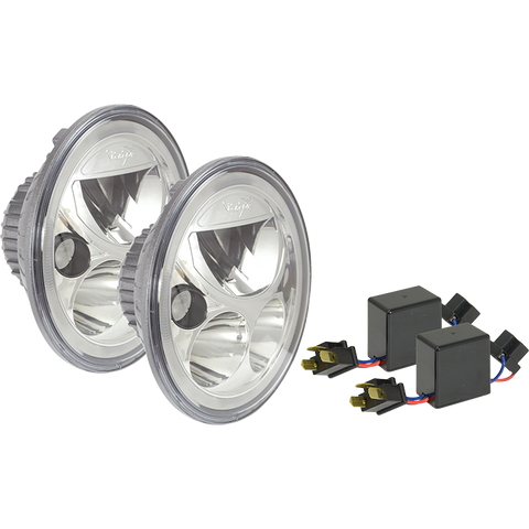 PAIR OF 7" ROUND VORTEX LED HEADLIGHT W/ LOW-HIGH-HALO CHROME BACK WITH H4 TO H13 ADAPTERS Vision X XIL-7RDKITCB 9907604