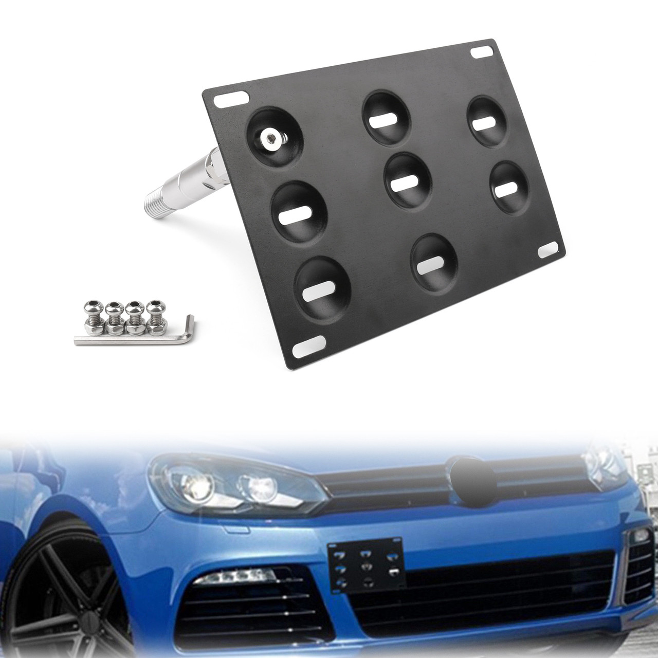 Universal Front Bumper Tow Hook License Plate Mounting Bracket For Cars Trucks