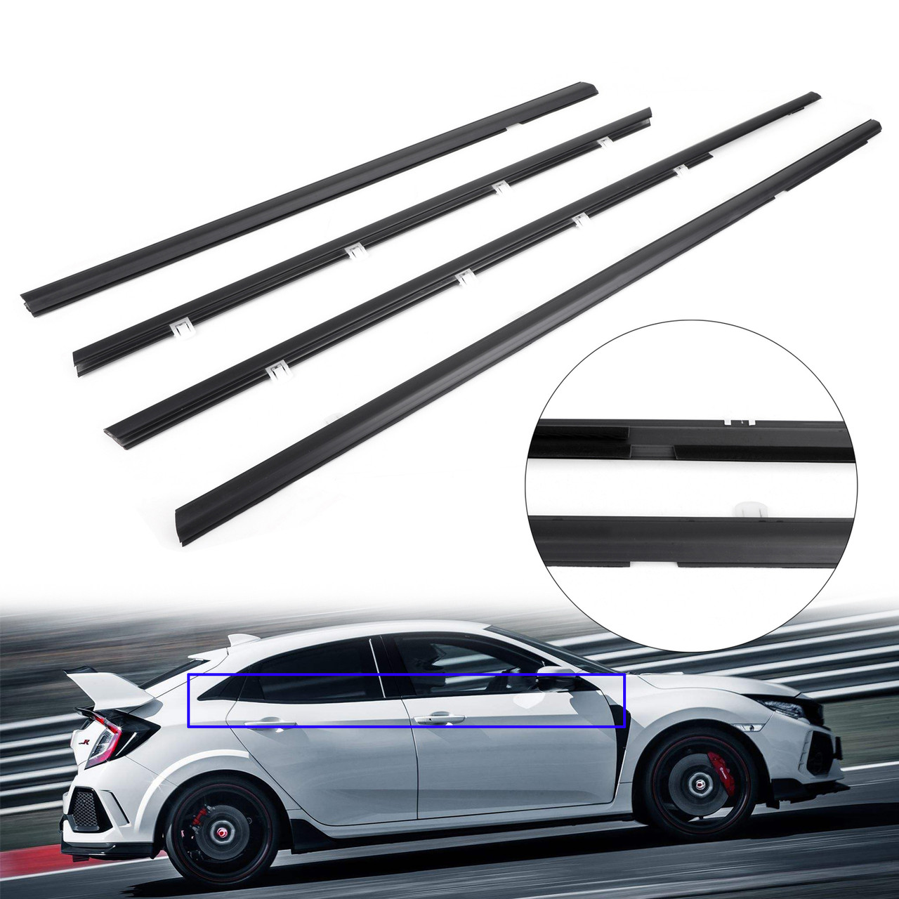 labwork 4pcs Weatherstrip Window Moulding Trim Seal Belt Fit for Honda Civic 2012 2013 2014 2015 labwork 4pcs Weatherstrip Window Moulding Trim Seal Belt Fit for Honda Civic 2012 2013 2014 2015