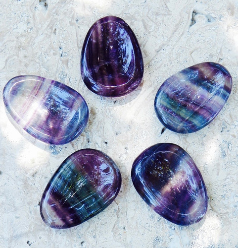 Fluorite Worry Stones . Psychic Shielding, Protection, Healing, Reduces Stress and Anxiety
