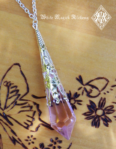 Princess . Silver Magickal Prism Divination Pendulum Necklace . Silver Filigree Pendant . 30 inch