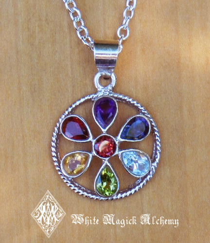Chakra Sterling Silver Gemstone Tear Drop Pendant