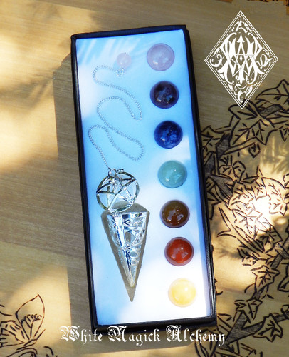 Seven Stone Pendulum Necklace Set with Changeable Gemstones . Reiki, Chakra, Divination