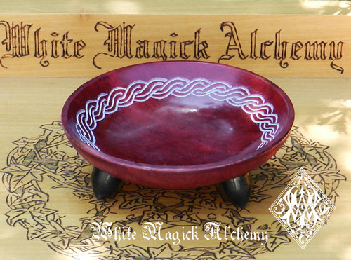 Celtic Stone Offering Bowl Red Bordeaux