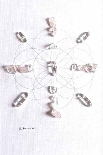 Crystal Grid HARMONY AND MARRIAGE with Crystal Quartz and Rose Quartz