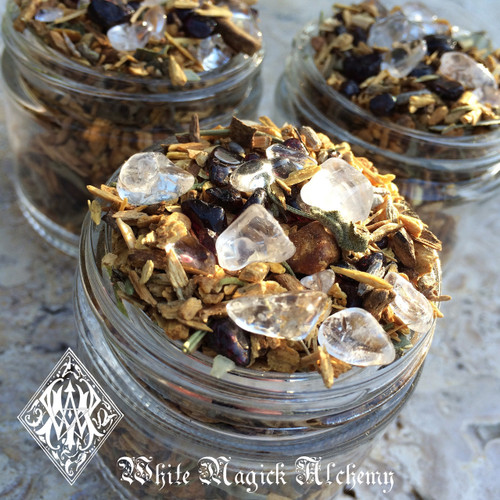 *Shamans Crystal Incense Potion . Sacred Wood Smudging Incense Blend with Palo Santo, Sage, Herbs and Crystals, Clearing, Banishing