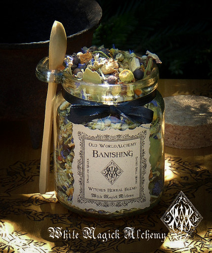 BANISHING Proprietary Herbal Spell Blend 8.5 Ounce Jar with Wooden Spoon