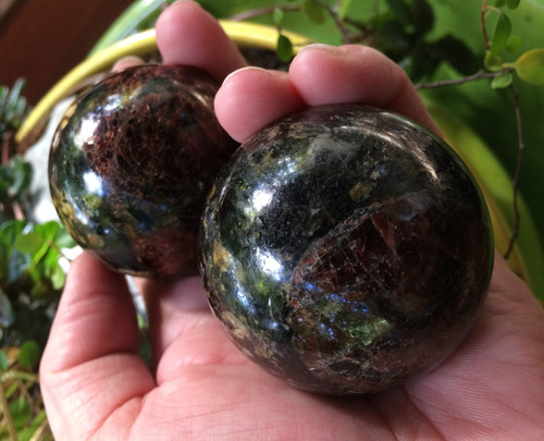 *Black Tourmaline & Garnet Gemstone Spheres