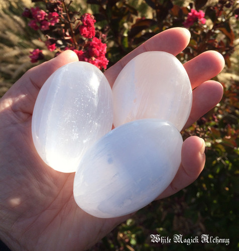 Selenite Palm Stones