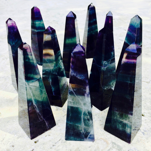 Fluorite Crystal Gemstone Obelisk Standing Points