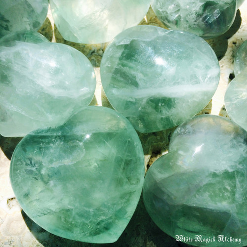 Green Fluorite Gemstone Hearts XLarge Puffy