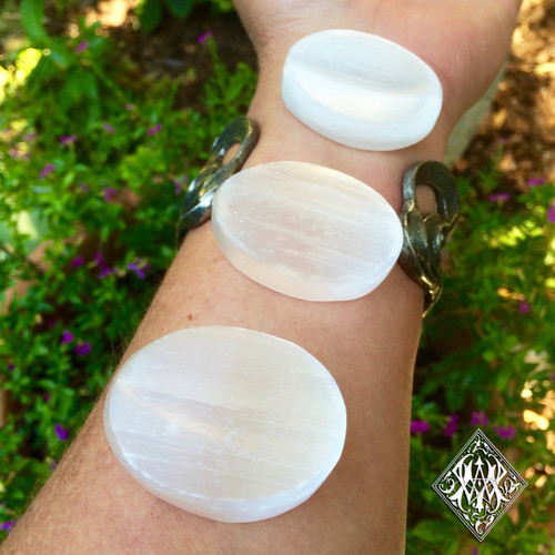 Selenite Medallions Palm Worry Stones