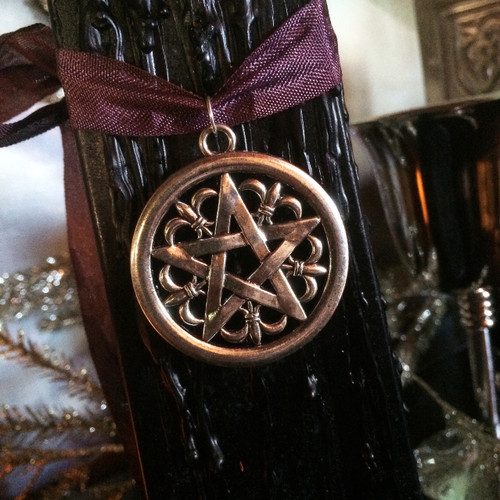 Goddess Torch Pillar for Divine Power and Enlightenment with Silver Pentacle Pendant