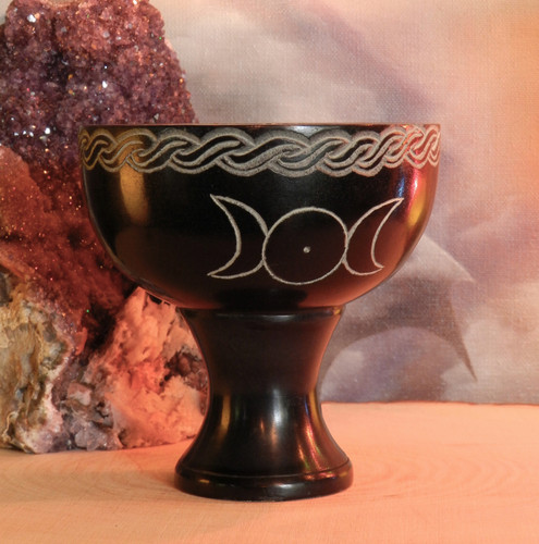 Celtic Knot Triple Moon Pedestal Cauldron Pot Incense Burner