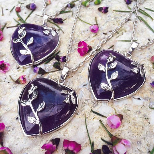 Ametrine Gemstone Heart Pendants for Peace, Love, Abundance & Success
