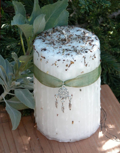 Herbal Alchemy Sacred Sage Purification Dripped Candle With Sage, Cedar, Broom, Mugwort . Clear Negative Energies/Spirits, Spiritual Cleansing