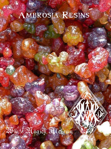 Shimmering Sugared Spring Ostara Ambrosia Resins . Natural Saps, Heartwoods, Resins Drenched in Shimmering Colors