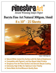 8" X 10" Baryta Fine Art Natural Inkjet Paper - 25 Sheets