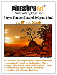 8" X 10" Fine Art Baryta Natural Inkjet Paper - 50 Sheets