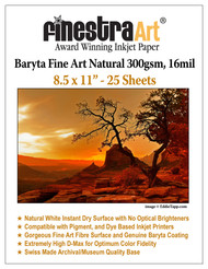 8.5" X 11" Baryta Fine Art Natural Inkjet Paper - 25 Sheets