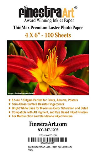 4" X 6" ThinMax Premium Luster Inkjet Photo Paper - 100 Sheets