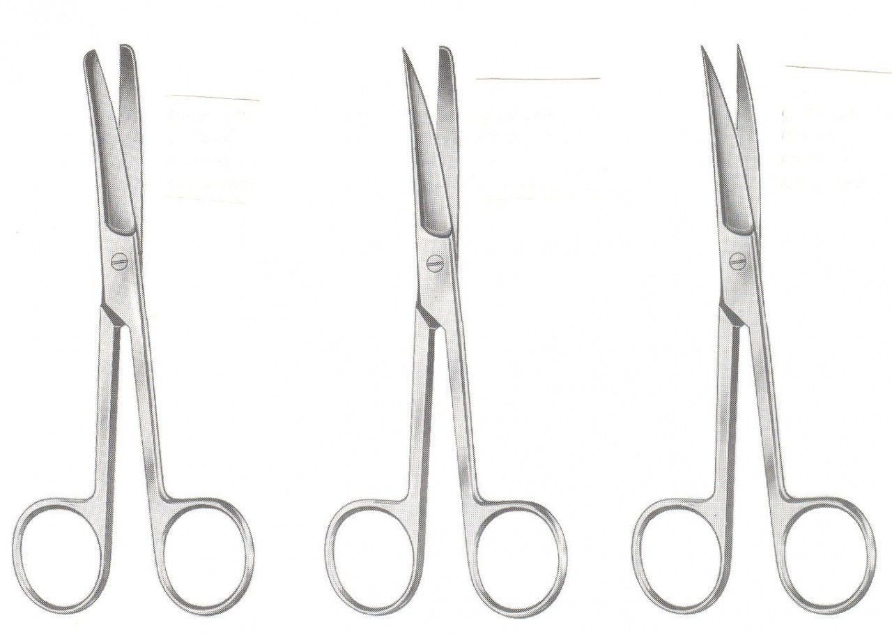 Operating Scissors, Curved, Sharp/Blunt, Blunt/Blunt, Sharp/Sharp, 41/