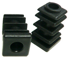Caster socket for square tube in different tube sizes and fit socket stem, 5/16" - 18 thread, 1/4" - 20 thread, M8 metric thread or grip ring stem.