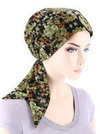 CHEMO FASHION SCARF ABSTRACT FLORAL GREEN