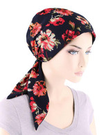 CHEMO FASHION SCARF NAVY RED FLORAL