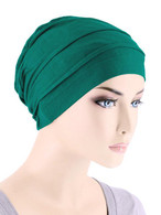 LUX BAMBOO PLEATED CAP IN EMERALD GREEN