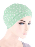 CHEMO CAP BUTTERY SOFT IN MINT PETITE FLORAL