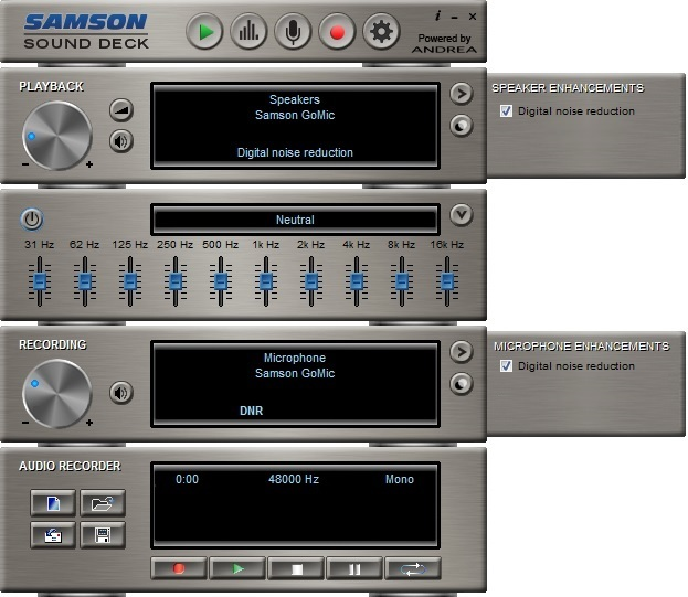 monitoring samson sound deck recording
