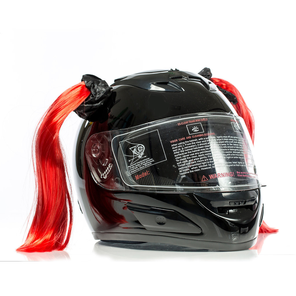 Clown Red Motorcycle Helmet Pigtail