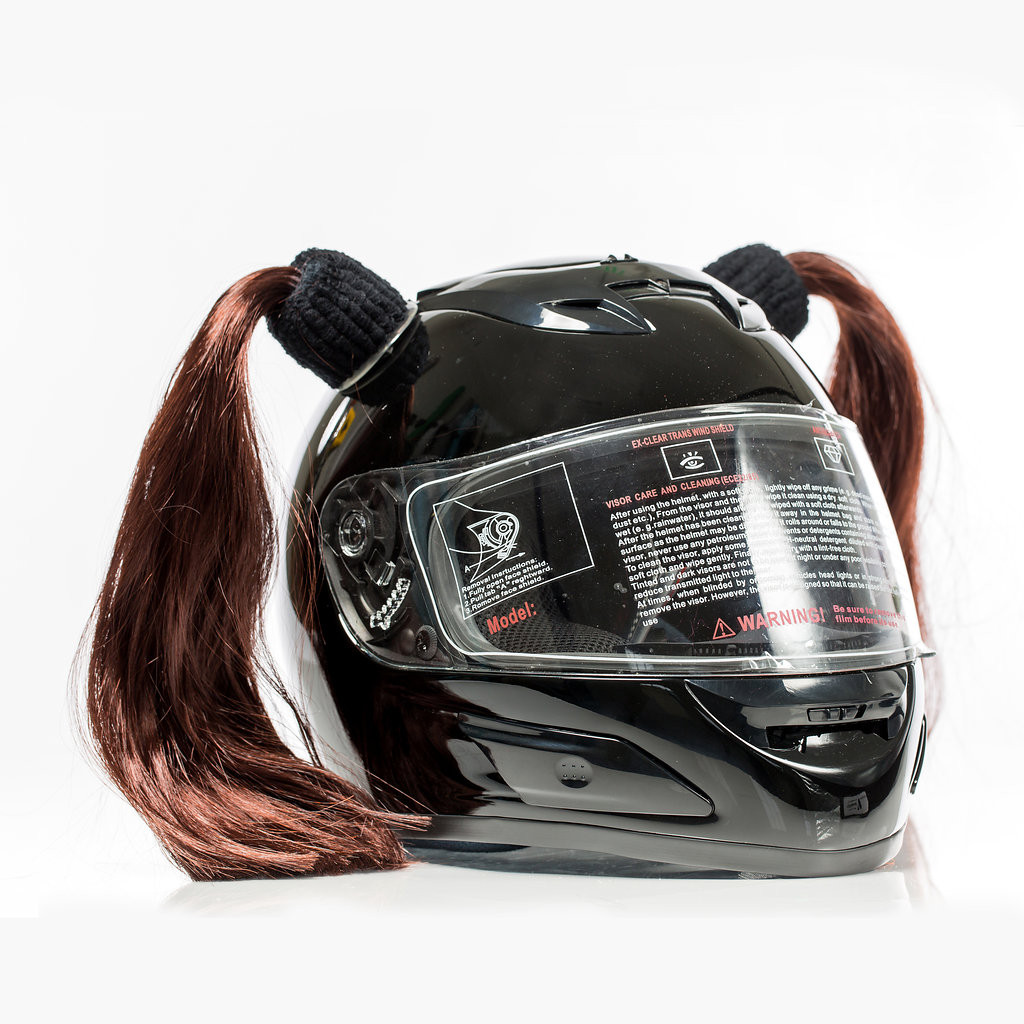Brown Motorcycle Helmet Pigtails