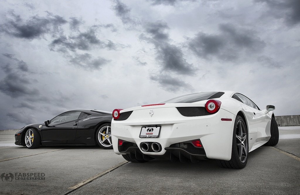 Ferrari 458 in white and in black